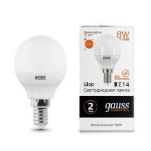 Лампа Gauss LED Elementary Globe 8W E14 3000K 1/10/100
