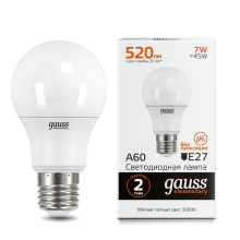 Лампа Gauss LED Elementary A60 7W E27 2700K 1/10/100