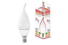 Лампа светодиодная WFC37-7 Вт-230 В -3000 К–E14 (свеча на ветру) Народная