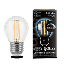 Лампа Gauss LED Filament Globe dimmable E27 5W 4100K 1/10/50