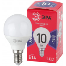 Лампа светодиодная ЭРА RED LINE LED P45-10W-865-E14 R (диод, шар, 10Вт, хол, E14) (10/100/3600)