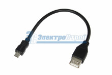 Шнур  micro USB (male) - USB-A (female)  0.2M  черный  REXANT