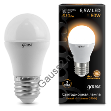 Лампа Gauss LED Globe E27 6.5W 3000K 1/10/50