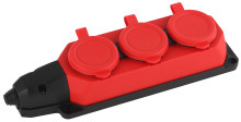 K-3e-RED-IP44  ЭРА Колодка каучуковая с/з 3гн 16A IP44 красная