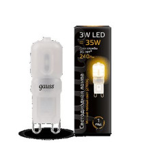 Лампа Gauss LED G9 AC220-240V 3W 2700K пластик 1/10/200