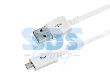 USB кабель microUSB длинный штекер 1М белый 